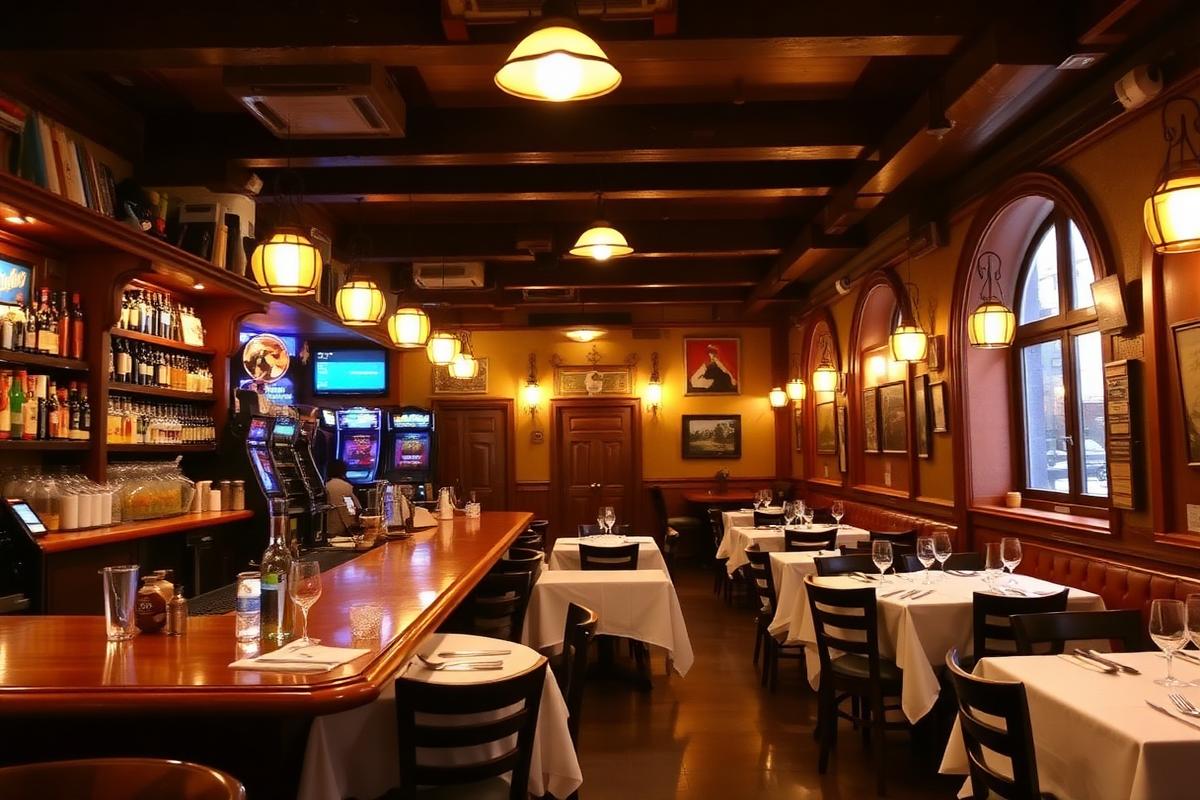 Interior de gastro-bar con ambiente acogedor